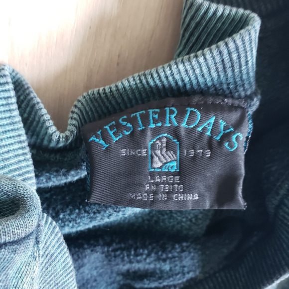 VTG Yesterdays Saugatuck Michigan Tie Dye Sweatshirt L Emerald Green Oversized - Picture 3 of 5